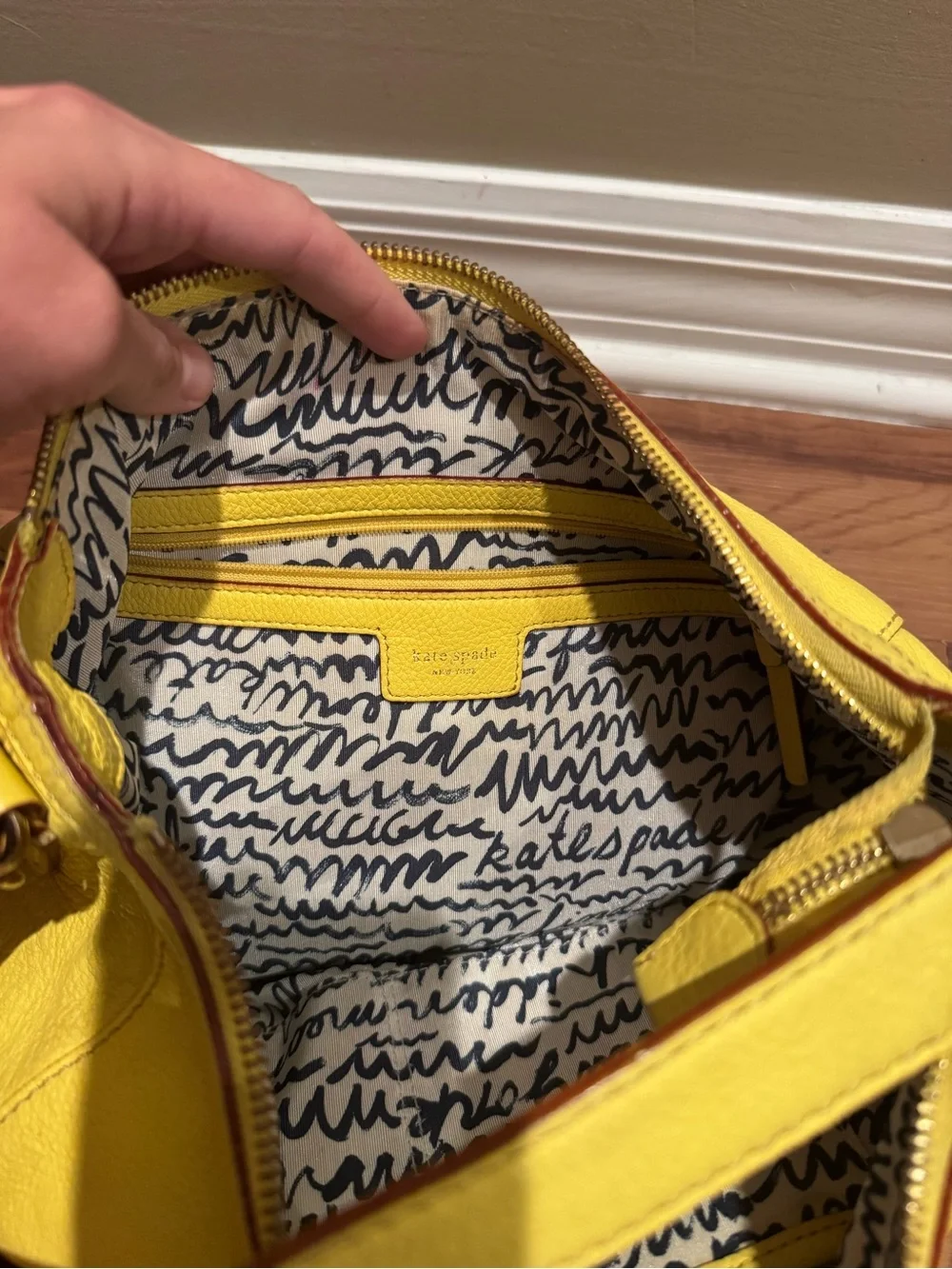 kate spade Bright Yellow Pebbled Leather Shoulder Bag